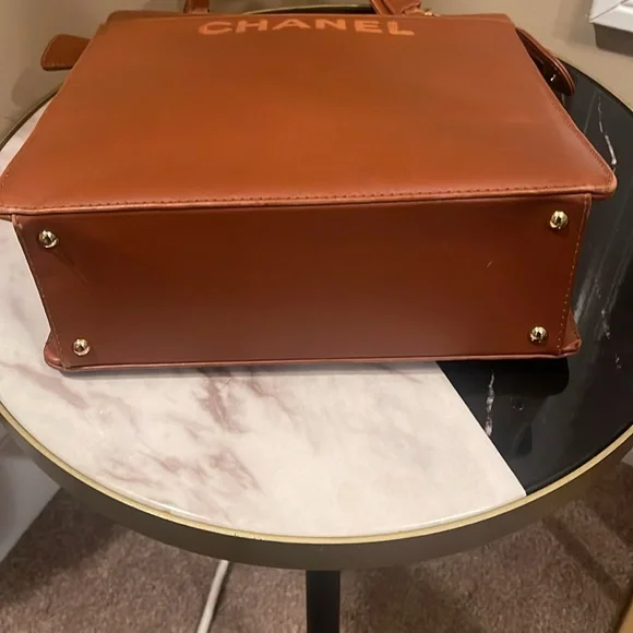 Chanel Logo Embroidered Top Handle Brown Bag - Picture 4 of 11